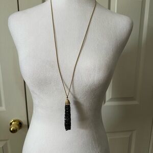 J. Crew Tassel Necklace with black crystals